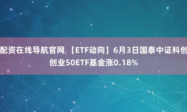 配资在线导航官网 【ETF动向】6月3日国泰中证科创创业50ETF基金涨0.18%