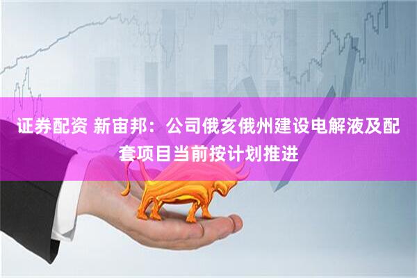 证券配资 新宙邦：公司俄亥俄州建设电解液及配套项目当前按计划推进