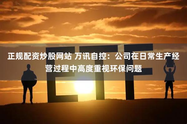 正规配资炒股网站 万讯自控：公司在日常生产经营过程中高度重视环保问题